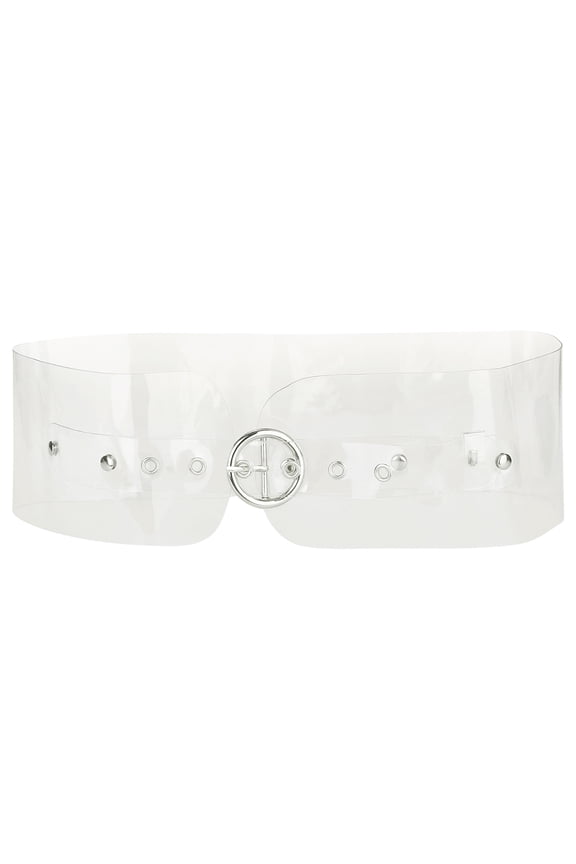 Women's Clear Waist Belts for Dresses Wide Transparent belts Round Buckle Clear