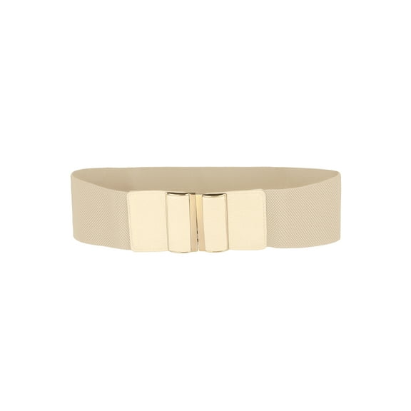 INSPIRE CHIC Women's Elastic Belts for Dresses Wide Belts Hook Buckle Retro Beige