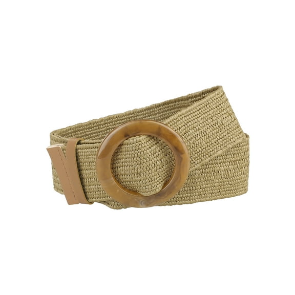 INSPIRE CHIC Womens Stretch Woven Belts Retro Wide Waist Belts Round Buckle 60-85cm/23.62-33.46" Khaki