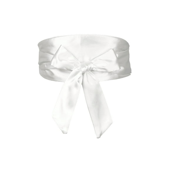 INSPIRE CHIC Women Plus Size Satin Obi Belt, Self-Tie Wrap Wide Sash Waistband Belt for Dress Bridal 22.83-41.73" White