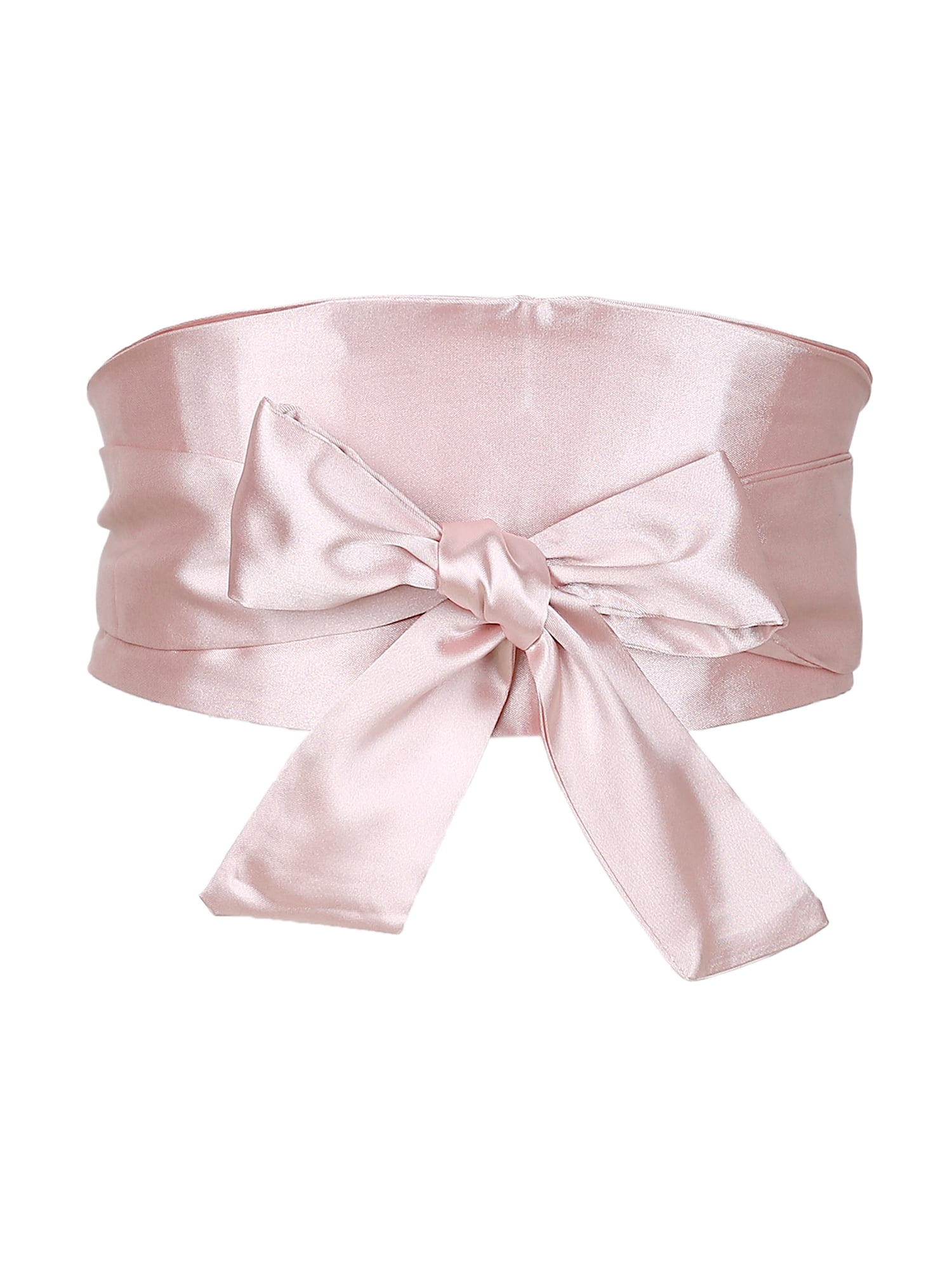 Inspire Chic Women Plus Size Satin Obi Belt, Self-Tie Wrap Wide Sash Waistband Belt for Dress Bridal 22.83-41.73" Pink