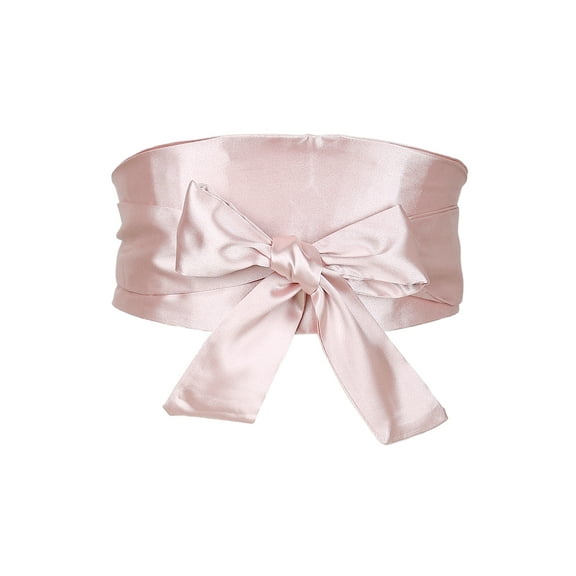 INSPIRE CHIC Women Plus Size Satin Obi Belt, Self-Tie Wrap Wide Sash Waistband Belt for Dress Bridal 22.83-41.73" Pink