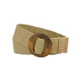 thumbnail image 1 of Womens Woven Stretch Belts, Straw Rattan Wooden Buckle Elastic Wide Waistband Waist Belt for Dress Khaki 23.62-33.46", 1 of 4