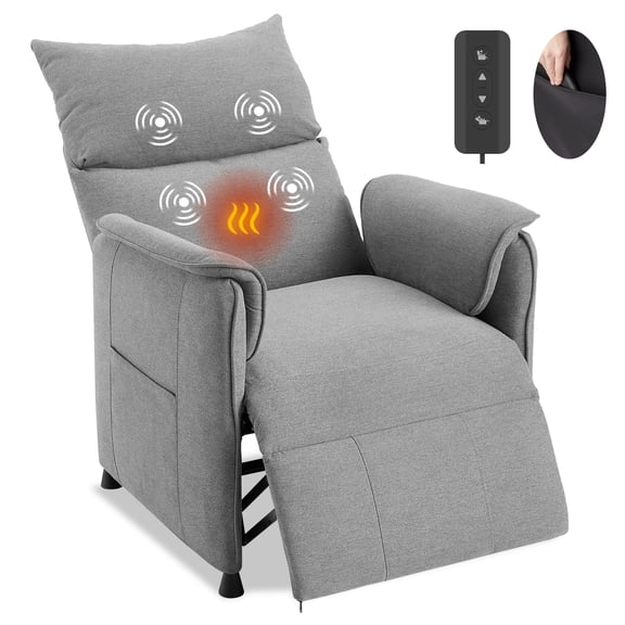 Elertric Recliner Chair with Massage and Heat, Adjustable Single Recliners Sofa  Home Theater Seating ＆Armchair for Living Room/Office (Fabric, Grey)