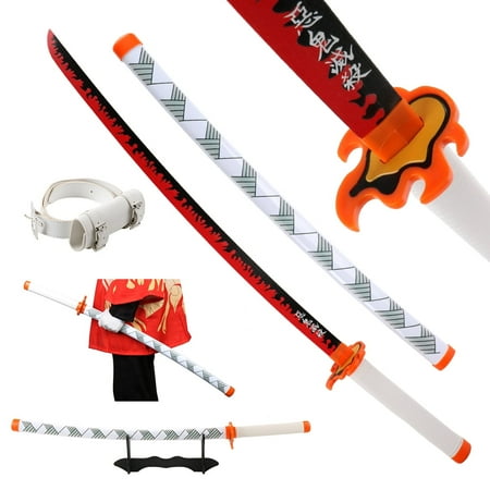 Elervino 41 inches Bamboo Demon Slayer Sword Rengoku Kyoujurou with Belt and Holder