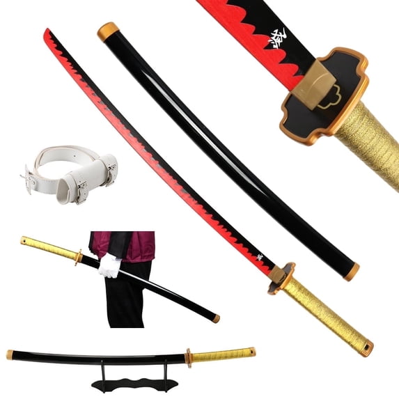 Elervino 41 inches Wooden Sword Tsugikuni Yoriichi with Belt and Holder ...