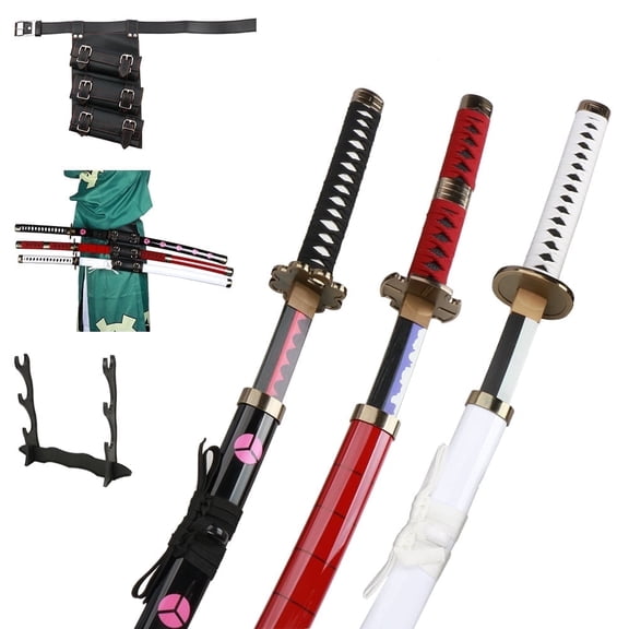 Elervino Bamboo Roronoa Zoro Sword with Belt Holder, 41 inches, Shusui/Wado Ichimonji/Kitetsu Sword, 3 in 1