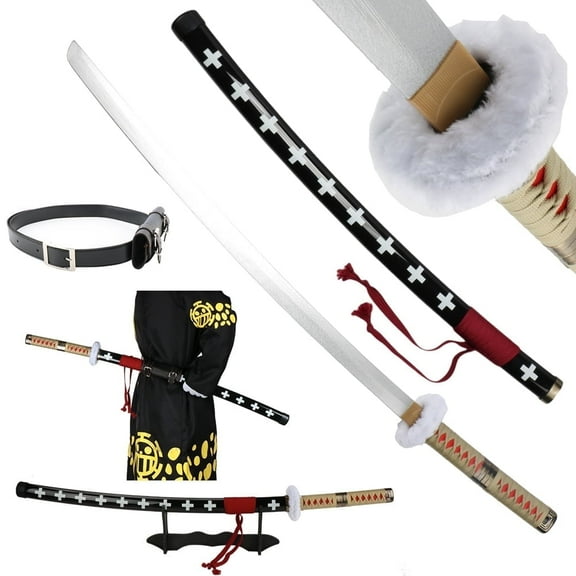 Elervino Bamboo Roronoa Zoro Sword with Belt Holder, 41 inches, Trafalgar Law