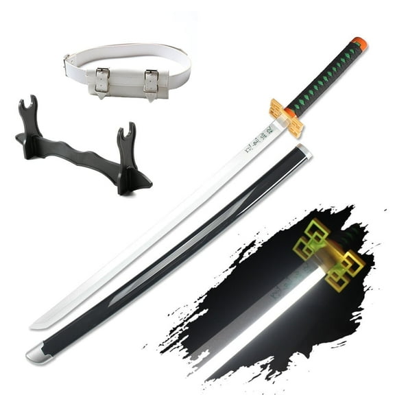 Elervino Demon Slayer Sword - Rechargeable LED, 41 Inches with Belt & Holder Stand, Tokitou Muichirou Sword
