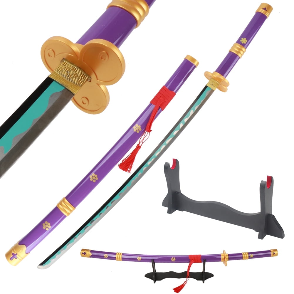 Elervino Stainless Steel Roronoa Zoro Sword Metal with Holder Stand, 41