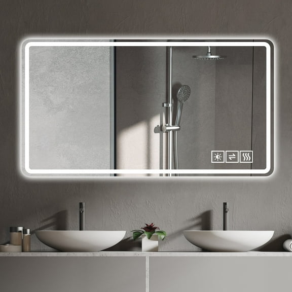 Eleshine 48*32 Inch Bathroom Vanity Mirror with Led Lights , Anti-Fog Lighted Vanity Mirrors