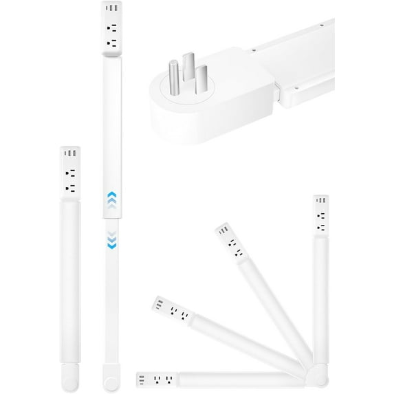 Eletrical Outlet Extender Stick 22"-34" Vertical Power Socket Expander with 2 AC Outlets, USB-A,USB-C Ports,180° Rotating Wall Outlet Extender for Hard-to-Reach Extension Cord Extender Behind Sofa