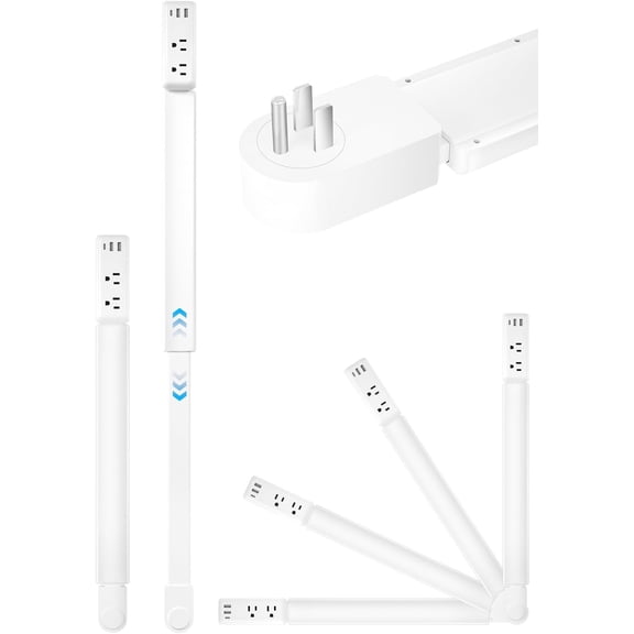 Eletrical Outlet Extender Stick 22"-34" Vertical ocket Expander with 2 AC Outlets, USB-A,USB-C Ports,180 Rotating Wall Outlet Extender for Hard-to-Rea Exteon Cord Extender Behind Sofa