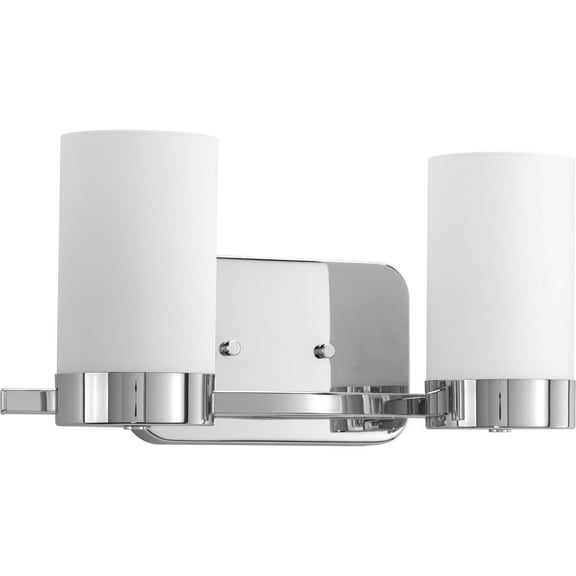 Elevate Collection Two-Light Polished Chrome Etched White Glass Mid-Century Modern Bath Vanity Light