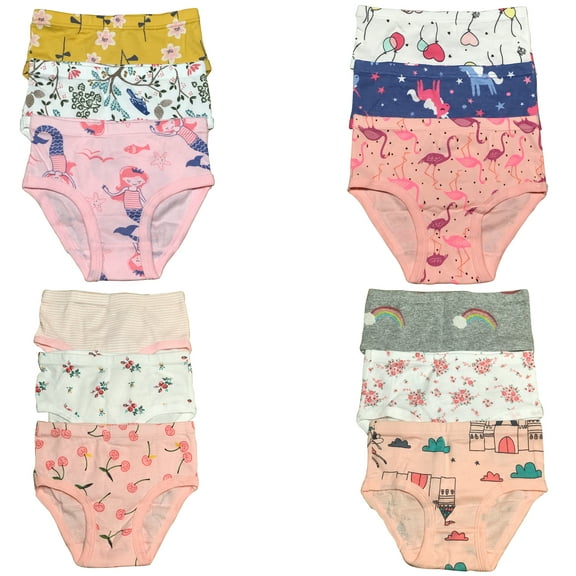 Elevate Comfort with B&Q's 12-Pack Cotton Briefs for Toddler Girls and Kids | Sizes 2T-7T | Soft and Cozy Underwear Essentials