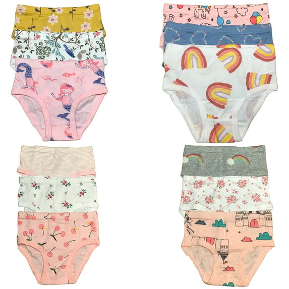 Elevate Comfort with B&Q's 12-Pack Cotton Briefs for Toddler Girls and Kids | Sizes 2T-7T | Soft and Cozy Underwear Essentials