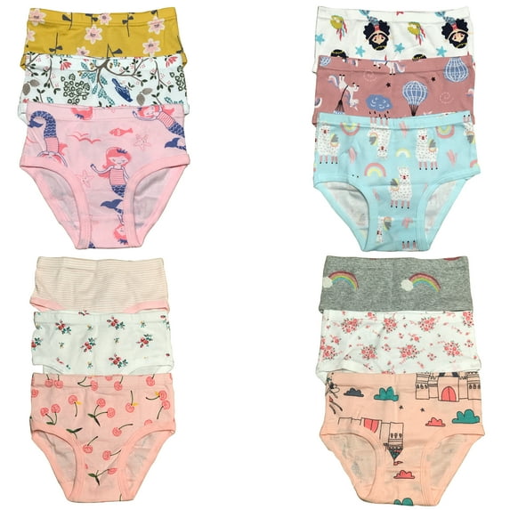 Elevate Comfort with B&Q's 12-Pack Cotton Briefs for Toddler Girls and Kids | Sizes 2T-7T | Soft and Cozy Underwear Essentials