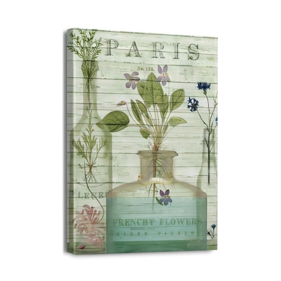 Elevate Your Decor with This Vintage Cotton Barn Canvas Wall Art, 12x16in Frameless Floral Poster - Farmhouse Decor with Wood Texture, Perfect Botanical Wall Decor