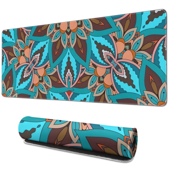 Elevate Your Desk: Floral Mandala Mouse Mat - Small Custom Size, Non-Slip Rubber Base, Stitched Edge, Waterproof, Perfect for Gaming and Office (31.5 X 11.8 Inch)