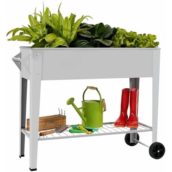 ๐๐๐ข๐ฌ๐๐ ๐๐๐ซ๐๐๐ง ๐๐๐ ๐๐ฎ๐ญ๐๐จ๐จ๐ซ Elevate Herb Garden Planter Box Outdoor Raised Planter Box with Legs On Wheels for Vegetables Flower Tomato Patio Backyard
