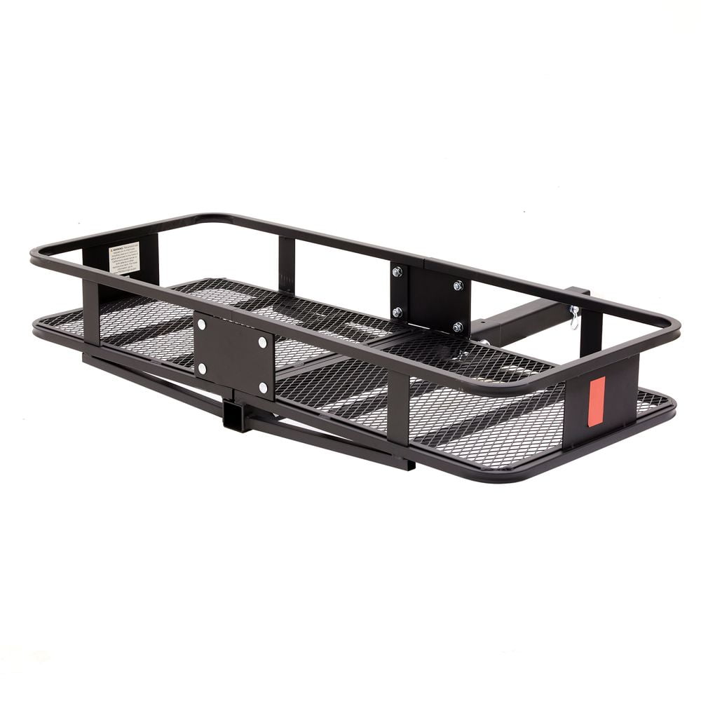 Black Powder-Coated Steel Folding Hitch Cargo Carrier, 48in
