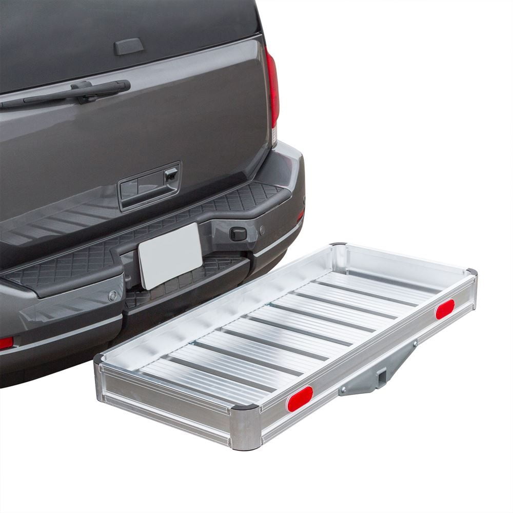 Elevate Outdoor Hitch Cargo Carrier Tray Aluminum 550 lb. Capacity Tray 49 1 8in L x 22 5 8in W x 4 3 4in H Unique Slatted Surface Compatible with Class III or IV 2in Receivers Walmart