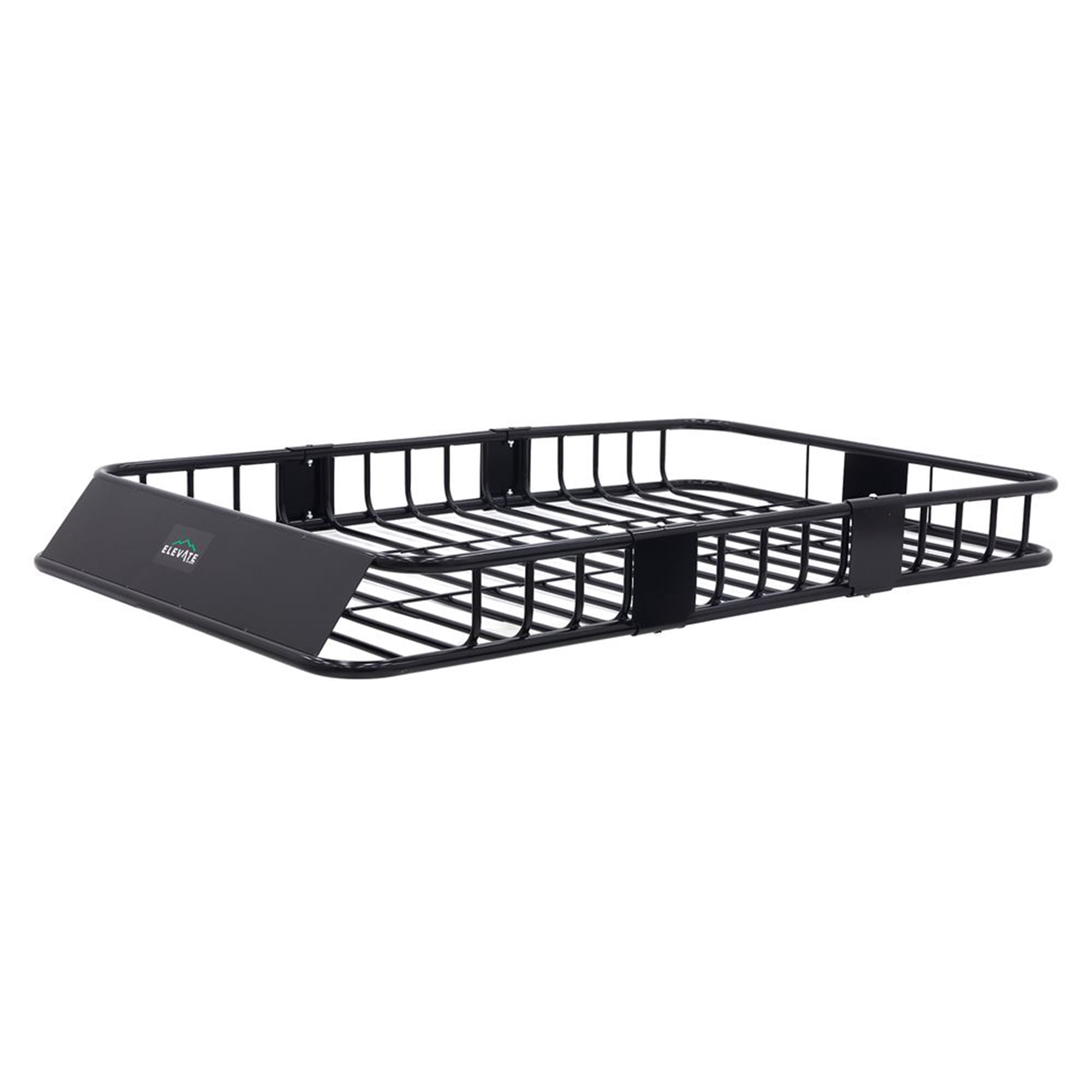 Elevate Outdoor Steel Roof Cargo Basket with Wind Fairing, XL, 150 lb Capacity, Black