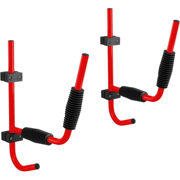 Elevate Outdoor Wall Mount Storage Rack with Hooks Holds Kayak, Waterskis, Winter Skis, or Body Board Folding Aluminum Racks with Rubber Pads Garage Organizer with Paddle/Ski Pole Holders