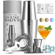 Elevate Spirits 4-Piece Stainless Steel Boston Cocktail Shaker Set Premium Bar Tools for Expert Mixology with Weighted Shaker Tins,