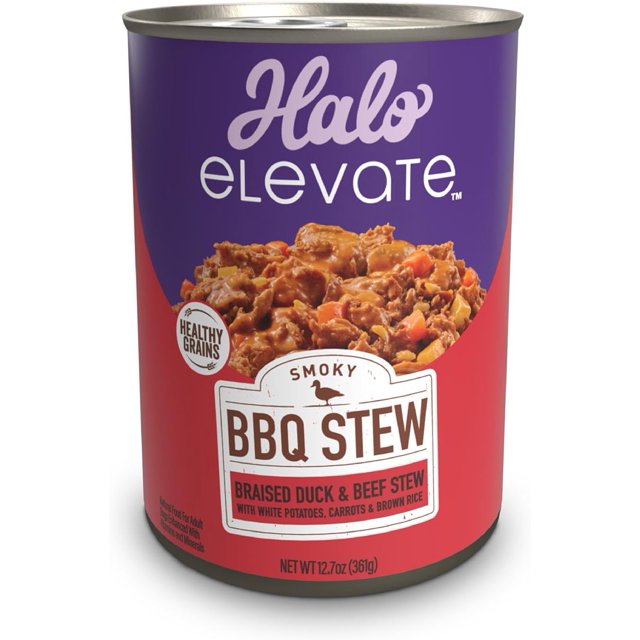 Elevate Wet Dog Food, Healthy Grains, Smoky BBQ Braised Duck & Beef
