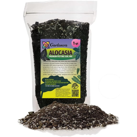 🍃 Elevate Your Alocasia with Gardenera Labs's Organic Soil Blend - Cultivate Healthier and More Elegant Leaves - 1 QUART