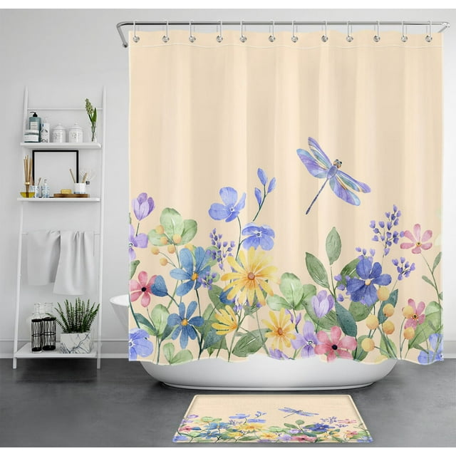 Elevate Your Bathroom Decor with a Charming Dragonfly Shower Curtain ...