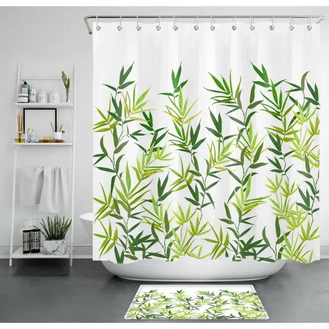 Elevate Your Bathroom Oasis with a Green Bamboo Shower Curtain for a