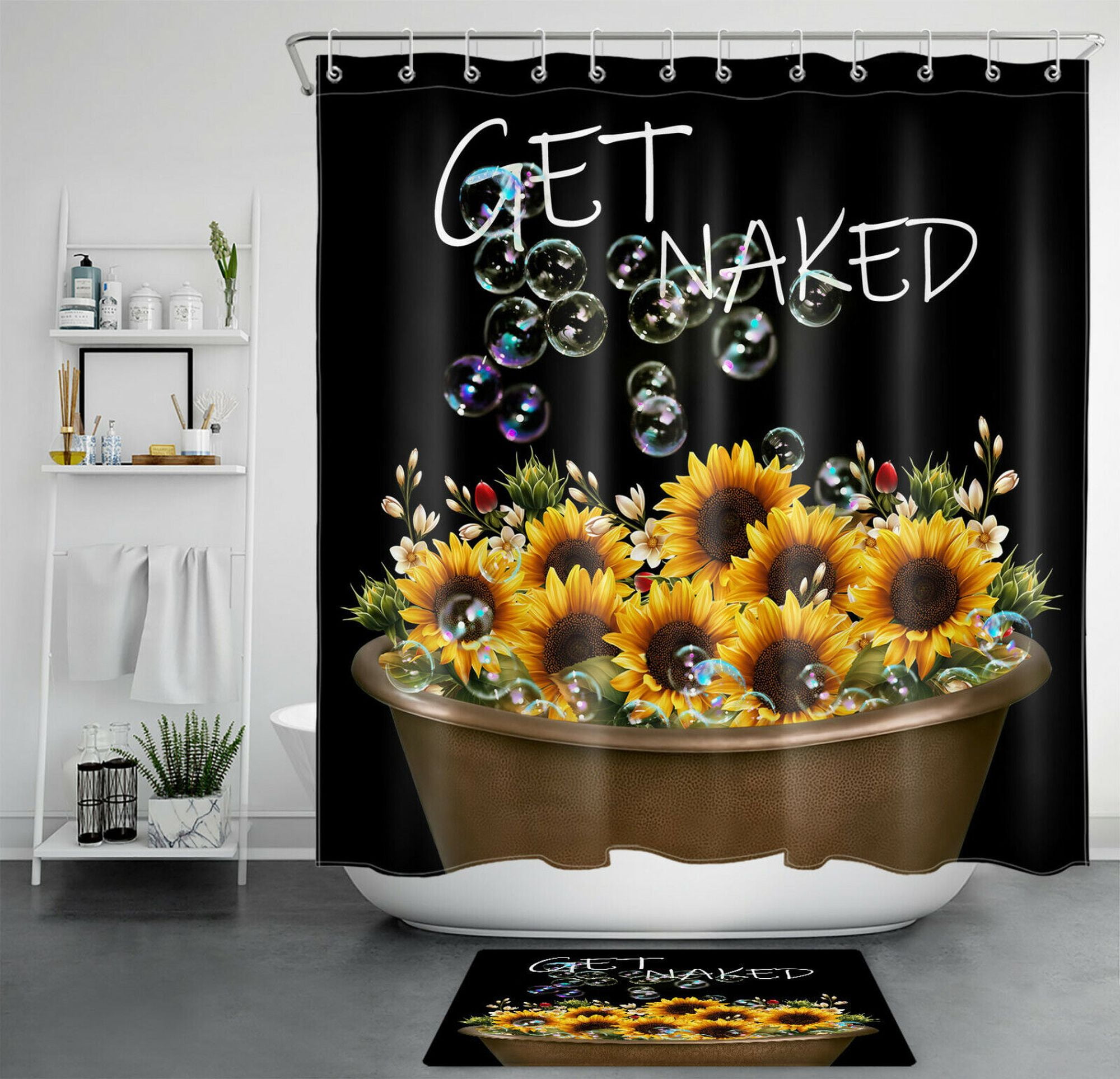 Elevate Your Bathroom Style with a Chic Sunflower Shower Curtain Set ...