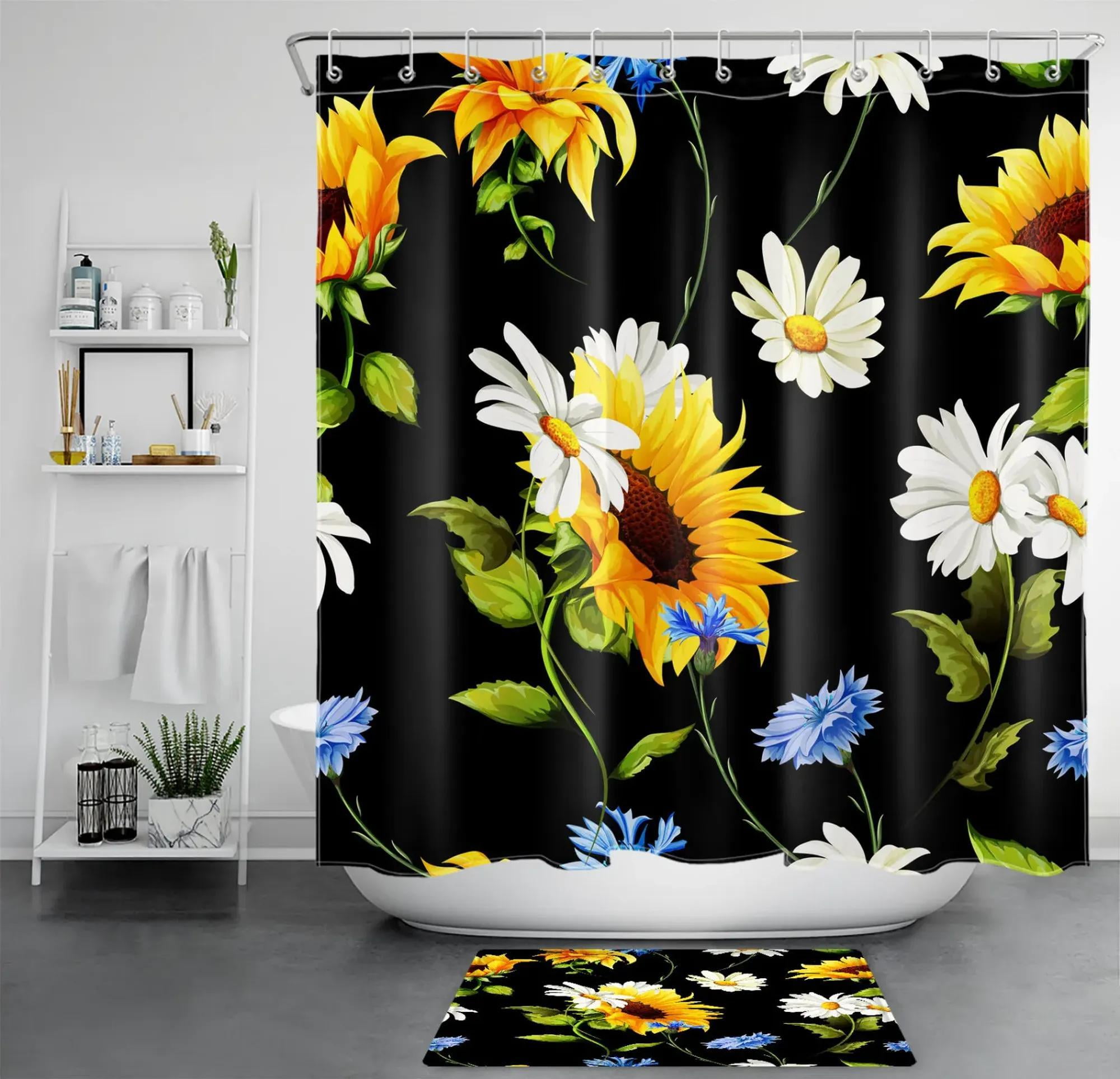 Elevate Your Bathroom Style with a Modern Black and Green Sunflower