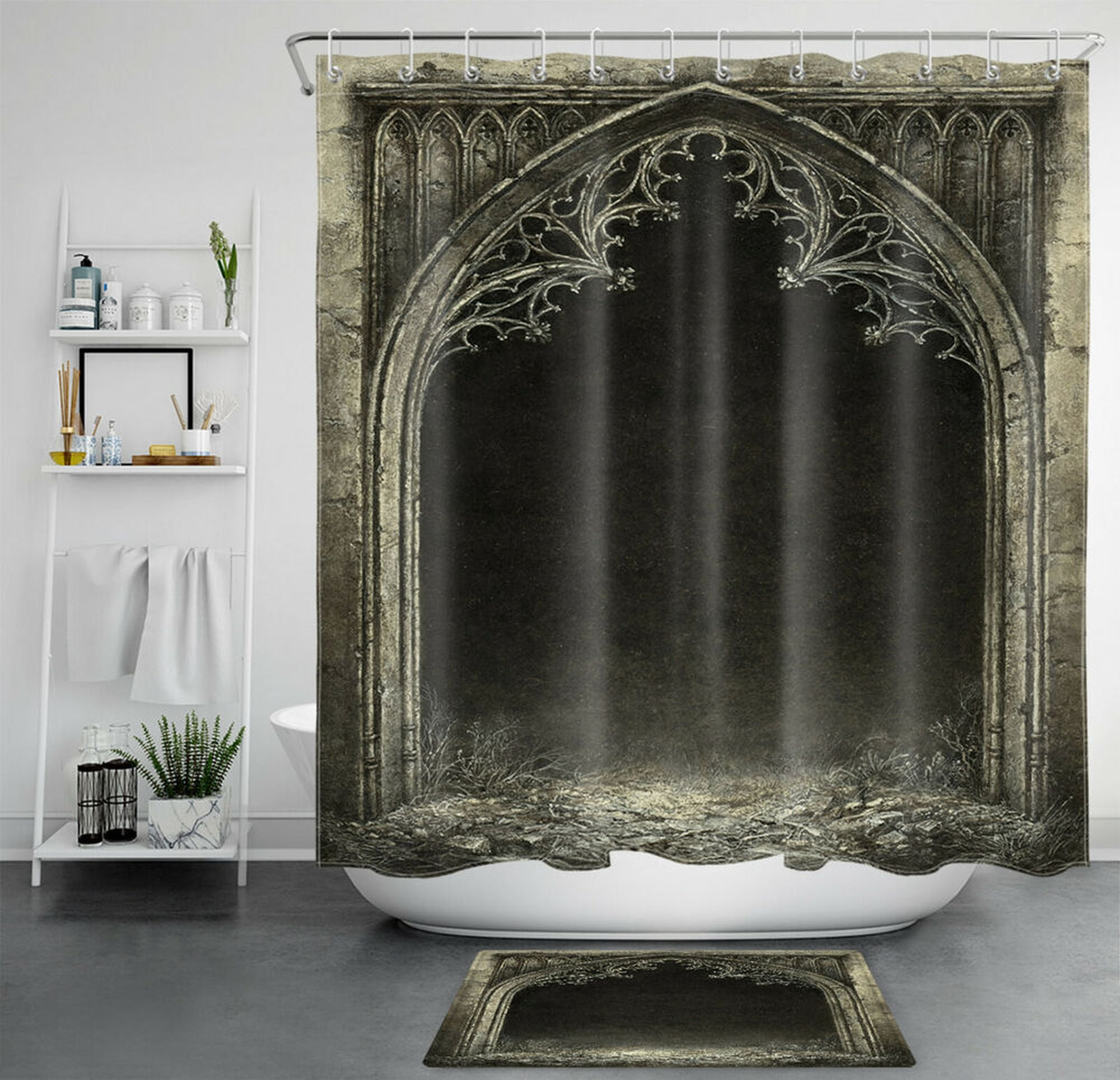 Elevate Your Bathroom with Gothic Elegance Victorian Shower Curtain