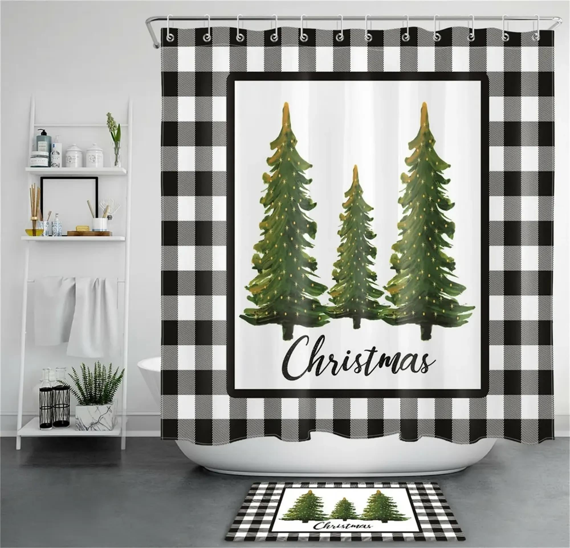 Elevate Your Bathroom with Our Chic Checkered Plaid Christmas Shower