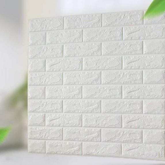 Elevate Your Decor, Peel And Stick Stone Wallpaper, Soft And Safe For Kids, Soundproof, Easy To Clean, White (10pcs)