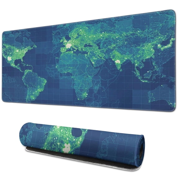 Elevate Your Game with XL World Map Mouse Pad: Waterproof, Anti-Slip Base, Stitched Edges - Perfect for Gaming & Office (Black, 31.5x11.8)