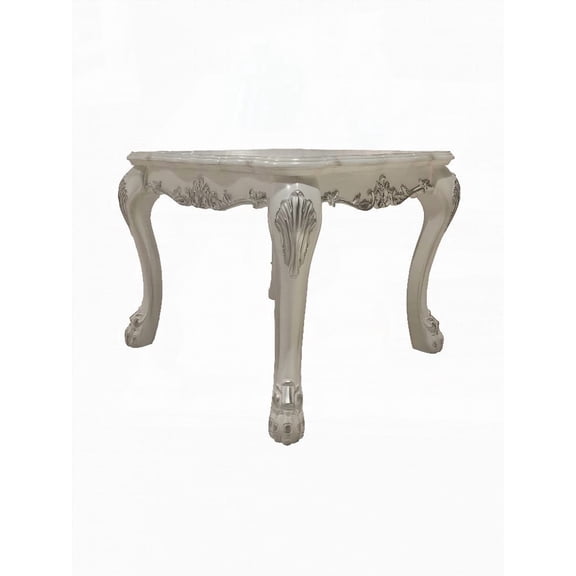Elevate Your Living Space with the Dresden Bone White End Table - Traditional Style, Oversized Claw Leg