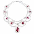 thumbnail image 1 of Elevate Your Passion with TheJewelryHut Fancy Designer Victorian Vintage-Inspired Ruby Red and White Color Crystalline in Silver Necklace, 1 of 3