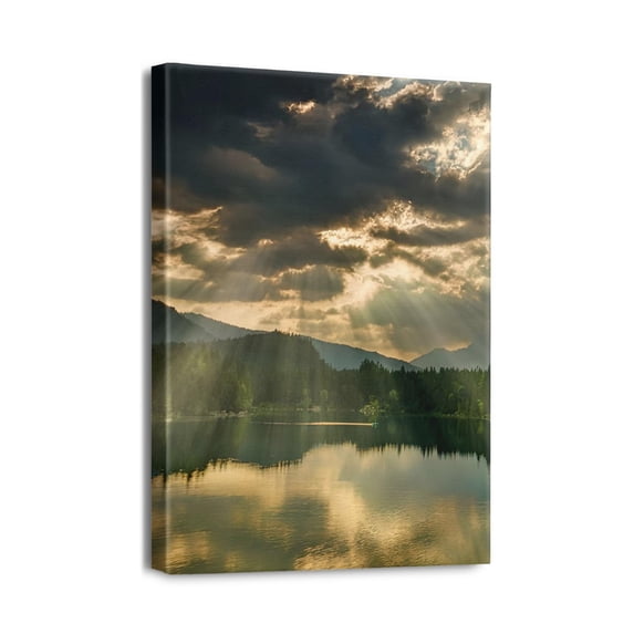 Elevate Your Room's Style with our Boho Abstract Mountain & Trees Canvas Wall Art 12x16 Inches
