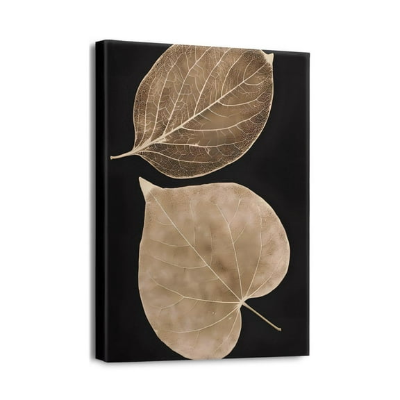 Elevate Your Space Black Abstract Leaves Canvas Art - Ideal for Modern Living Room & Bedroom Decor, Family Wall Decorations, 12X16 inches