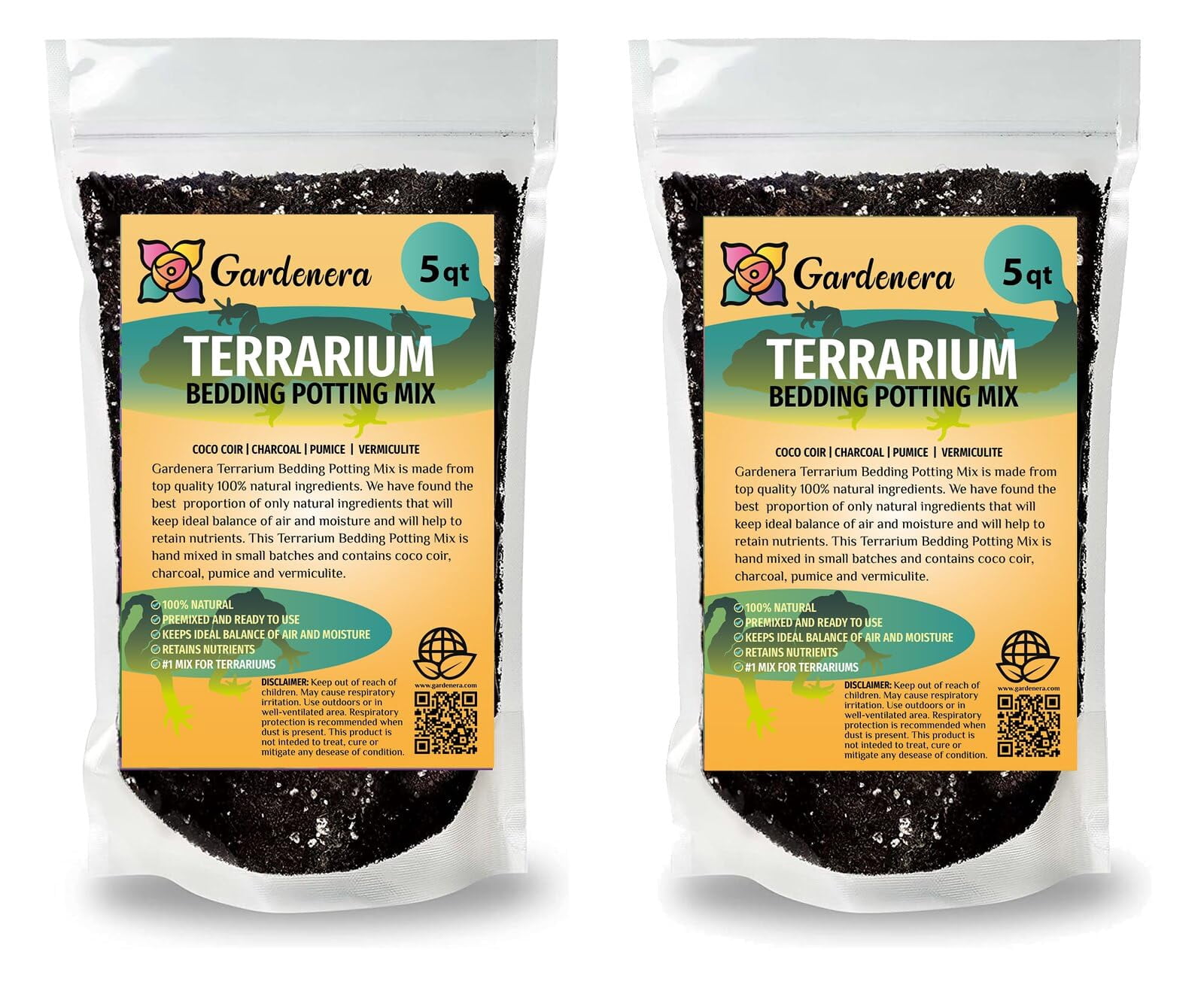 Elevate Your Terrariums with Gardenera Labs Terrarium Potting Mix - Carefully Mixed Coco Coir, Charcoal, Pumice, and Vermiculite - 10 QUARTS