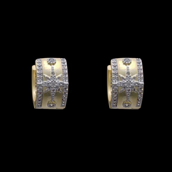 Elevate Yourself with TheJewelryHut Designer Vintage Inspired Crystalline Embellished in Gold Plated Brass Huggie Earrings