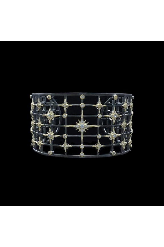 Elevate Yourself with Timeless Design of TheJewelryHut Designer Vintage Inspired Style Crystalline Gold Plated Brass Cuff Mesh Bracelet
