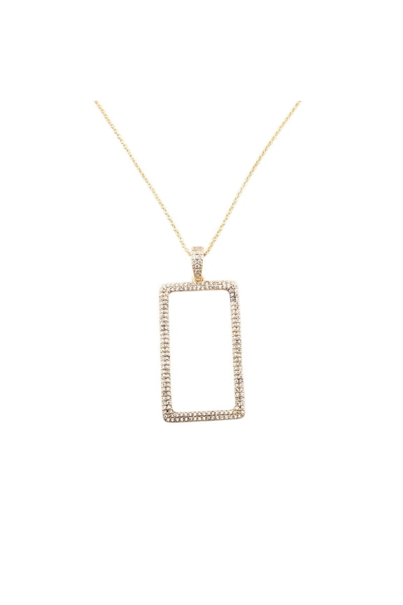 Elevate your style with geometric elegance: Our gold-plated chain adorned with a sleek rectangle frame pendant exudes sophistication and modern charm, Attractive Rectangle Frame Pendant Necklace