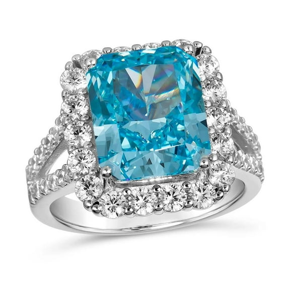 Elevate your Style with TheJewelryHut Vintage Inspired Style Serenity Aquamarine and White Crystalline Silver Ring