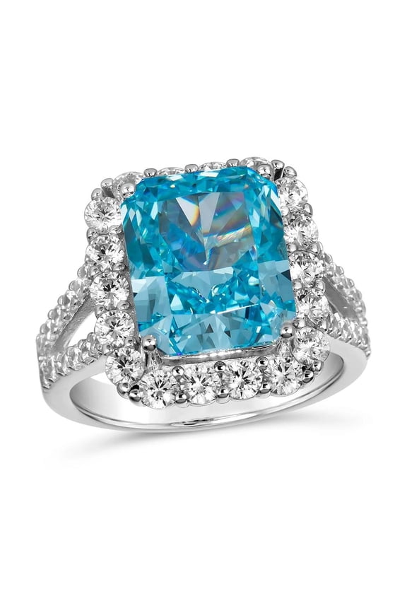 Elevate your Style with TheJewelryHut Vintage Inspired Style Serenity Aquamarine and White Crystalline Silver Ring