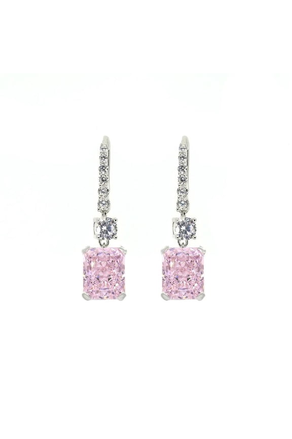 Elevate yourself with TheJewelryHut Fancy Classic Designer Antique Retro Vintage-Inspired Argyle Pink and White Crystalline in Silver Drop Earrings